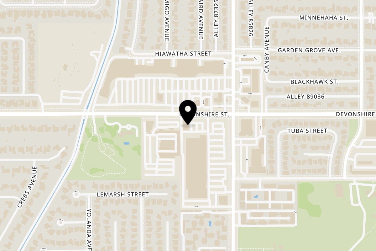 Map showing the location of Village Tandoor on 18530 Devonshire in Northridge